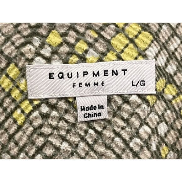 EQUIPMENT Femme Gray Yellow Snake Print Button Up Shirt Top Women's Size Large - Picture 4 of 10